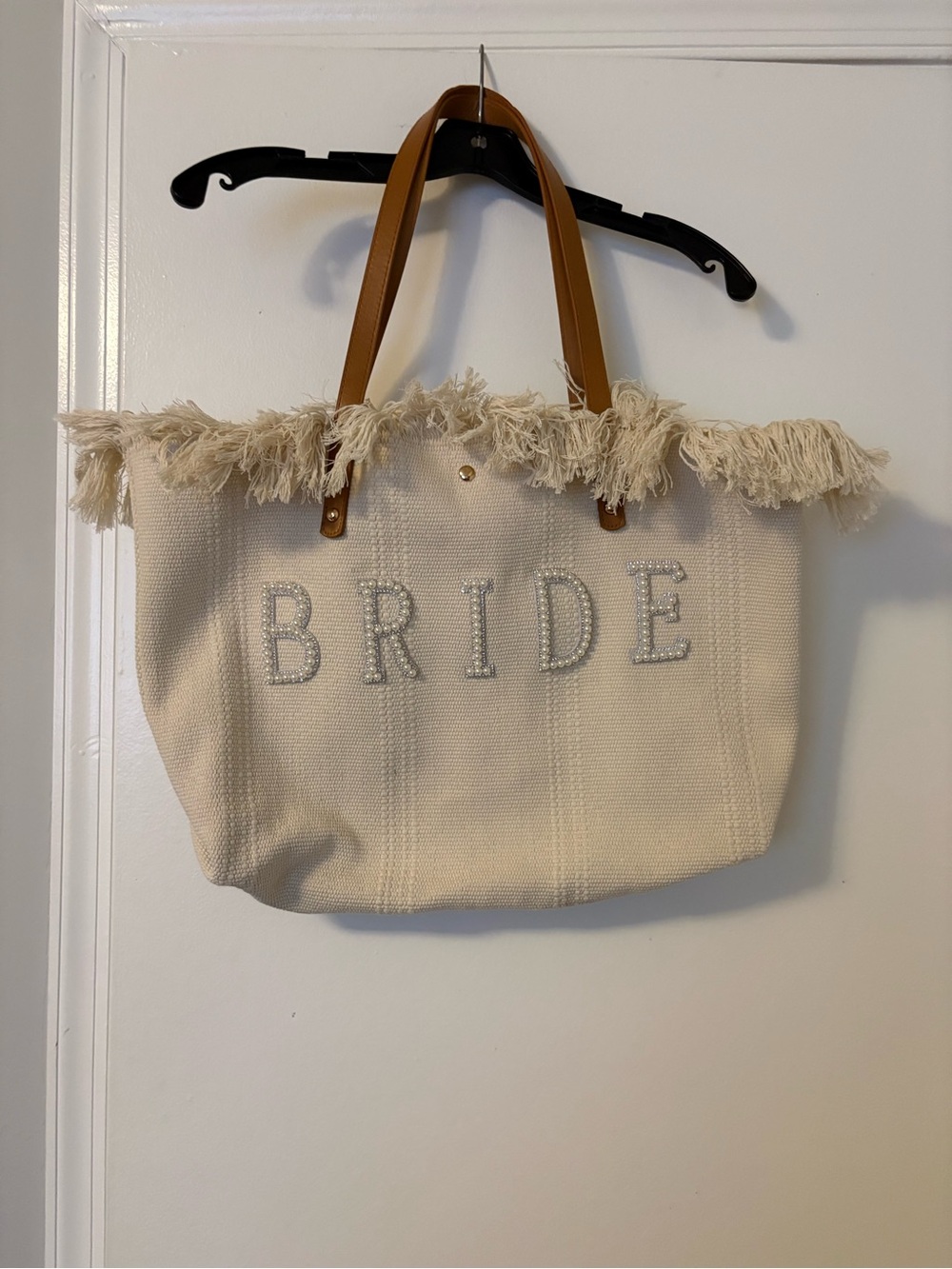 Bride Fringe Tote Bag in Cream